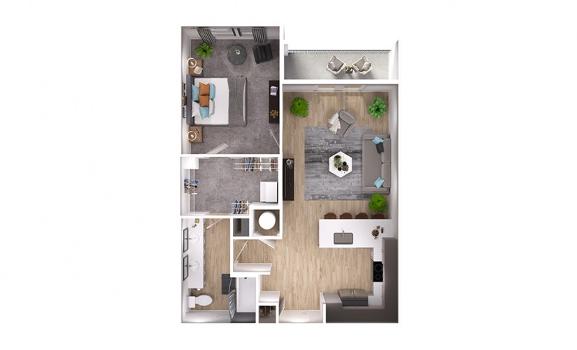A4p - 1 bedroom floorplan layout with 1 bathroom and 767 square feet