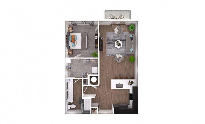 A5p - 1 bedroom floorplan layout with 1 bathroom and 800 square feet